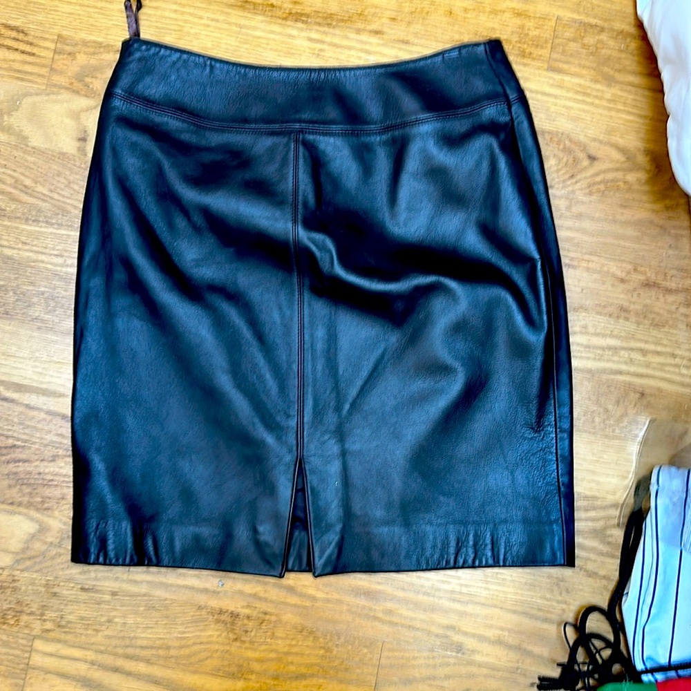 Chocolate Brown leather skirt size 6 petite.